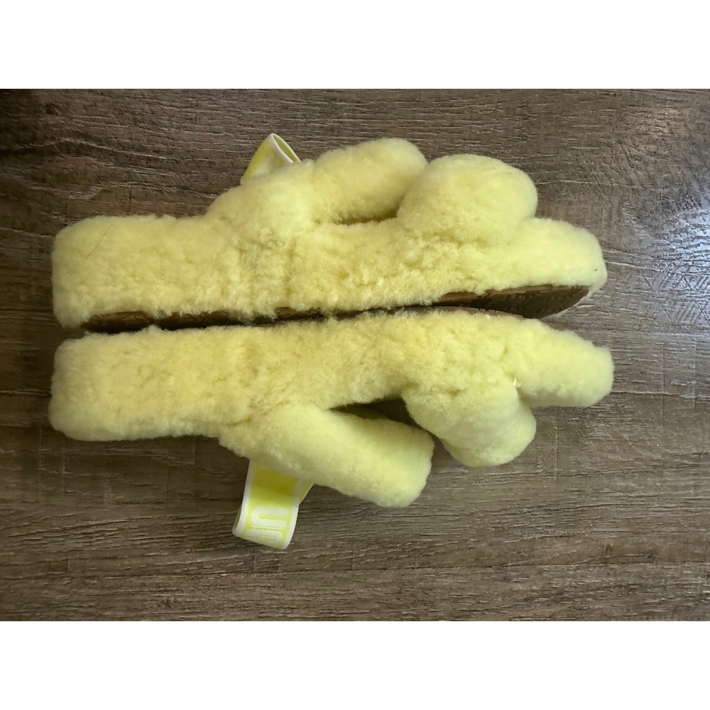 UGG Oh Fluffita Sulfur Yellow Sheepskin Platform Slingback Slides Sandals Size 9 - Picture 6 of 7